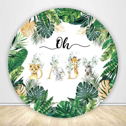 Oh Baby Jungle Baby Shower Round Backdrop Cover-ubackdrop