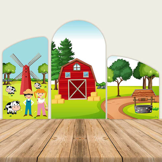 Old McDonald Farm Theme Birthday Party Decoration Chiara Backdrop Arched Wall Covers ONLY-ubackdrop