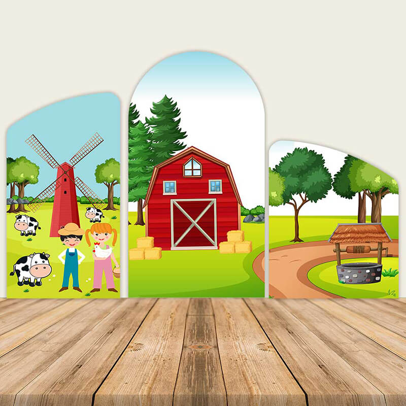 Old McDonald Farm Theme Birthday Party Decoration Chiara Backdrop Arched Wall Covers ONLY-ubackdrop