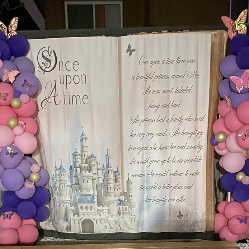 Once Upon a Time Storybook Backdrop for Girl's Birthday Party Decoration-ubackdrop