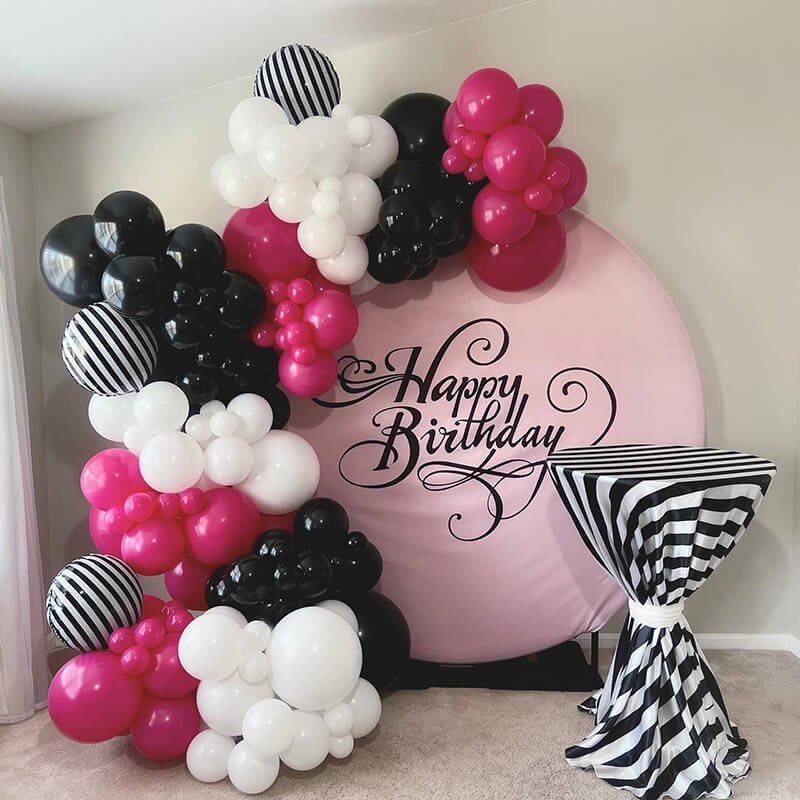 Pink Birthday Party Round Backdrop Cover-ubackdrop
