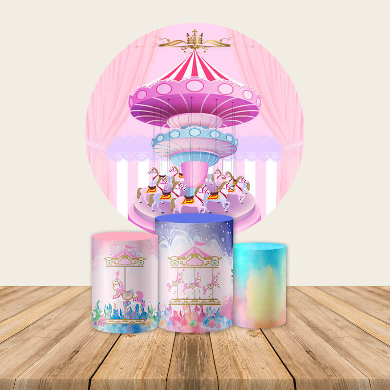 Pink Circus Round Backdrop-ubackdrop