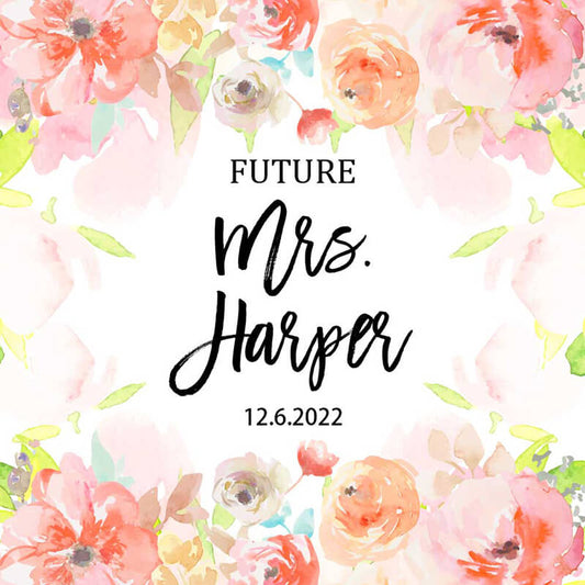 Pink Floral Custom Bridal Shower Backdrop-ubackdrop
