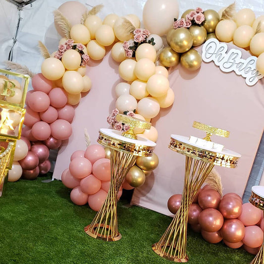 Pink Theme Baby Shower Decoration Chiara Backdrop Arched Wall Covers ONLY-ubackdrop