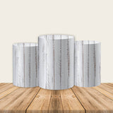 Plank White Rustic Wood Fabric Pedestal Covers