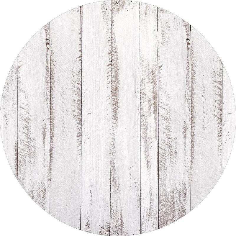 Plank Wood Round Backdrop Cover White Rustic Wood-ubackdrop