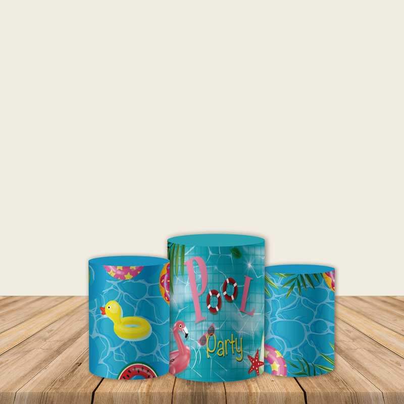 Pool Party Fabric Pedestal Covers-ubackdrop