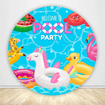 Pool Party Round Backdrop Cover-ubackdrop