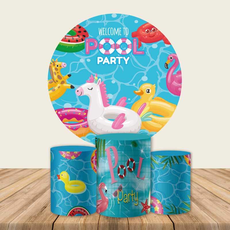 Pool Party Round Backdrop Cover-ubackdrop