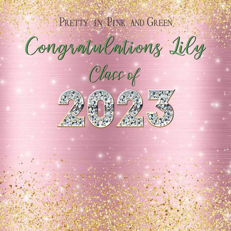Pretty in Pink and Green Graduation Party Backdrop-ubackdrop