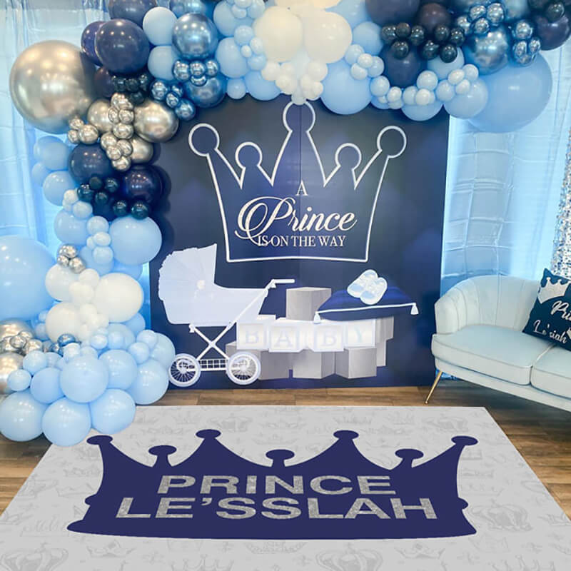 Prince Crown Boy Baby Shower Floor Decal-ubackdrop