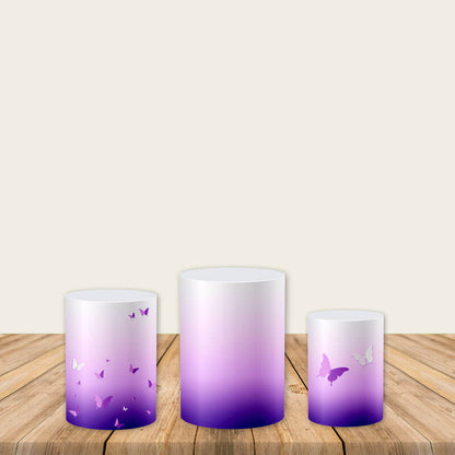 Purple Butterfly Baby Shower Fabric Pedestal Covers-ubackdrop
