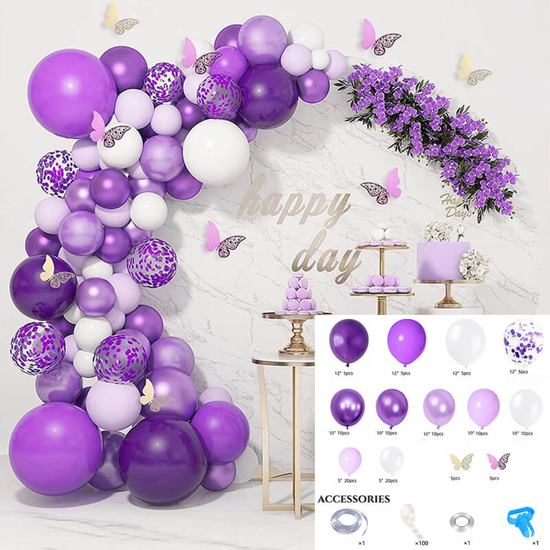 Purple Butterfly Theme Baby Shower Balloon Garland Arch Kit-ubackdrop