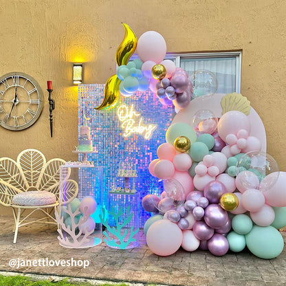 Rainbow Blue Shimmer Wall Panels – Easy Setup Wedding/Event/Theme Party Decorations-ubackdrop