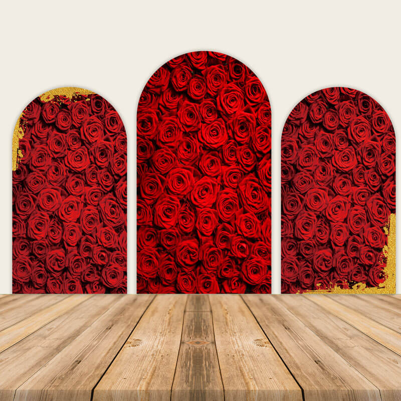 Red Roses Valentine Flowers Wall Arch Covers-ubackdrop