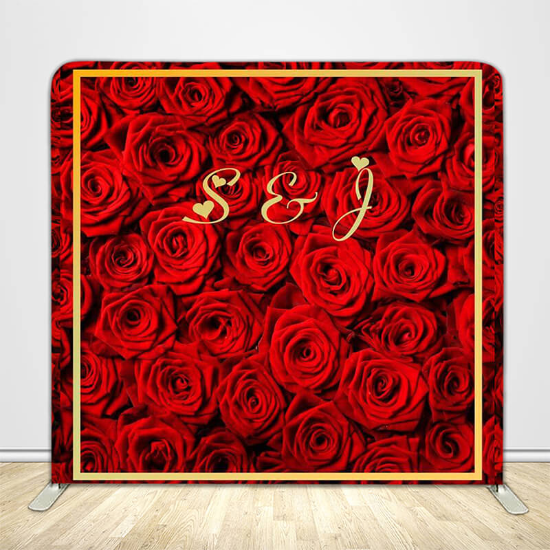 Roses Wedding Tension Fabric Backdrop Frame with Cover-ubackdrop
