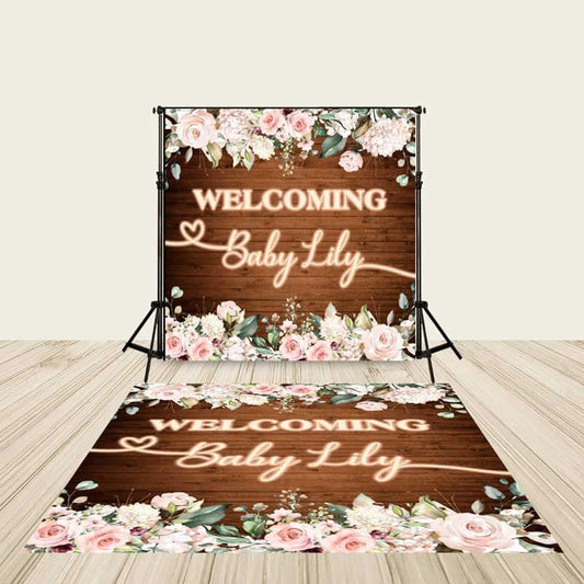 Rustic Floral Vinyl Floor Decals | Personalized & FREE SHIPPING-ubackdrop