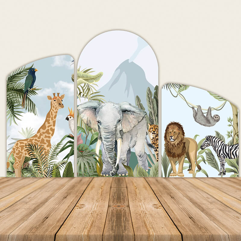 Safari Animals Birthday Chiara Arched Wall Covers-ubackdrop