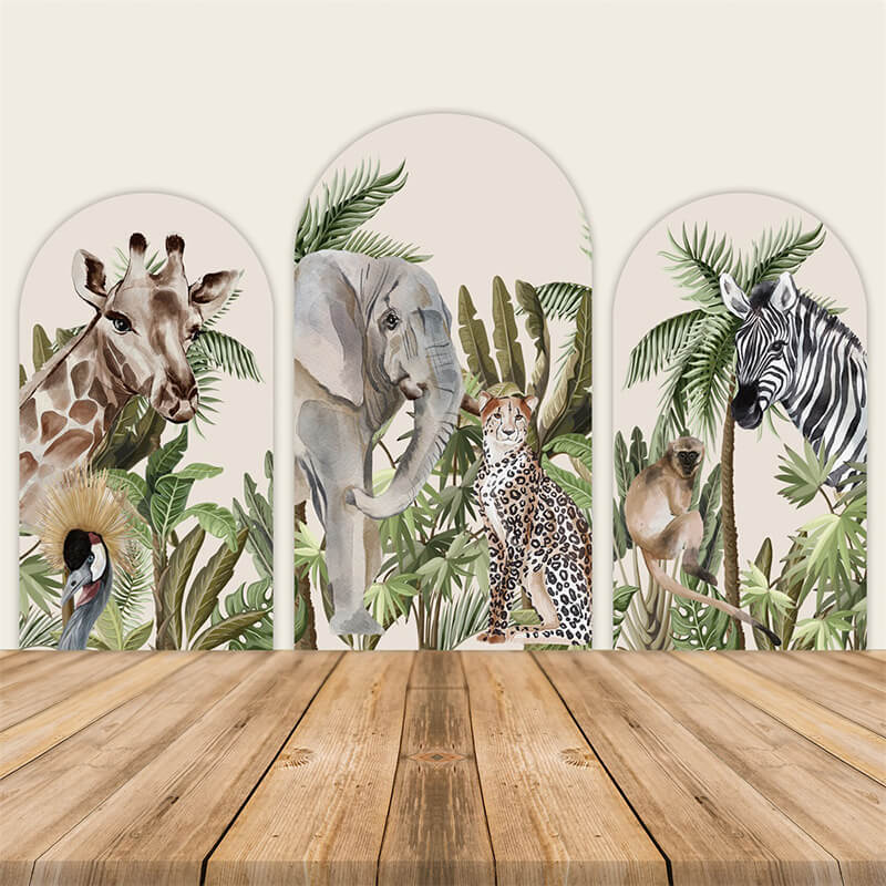 Safari Wild Animals Birthday Arch Walls Backdrop-ubackdrop