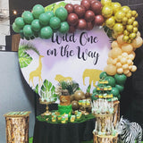 Safari Wild One Round Backdrop Gold Jungle Animals Birthday Baby Shower