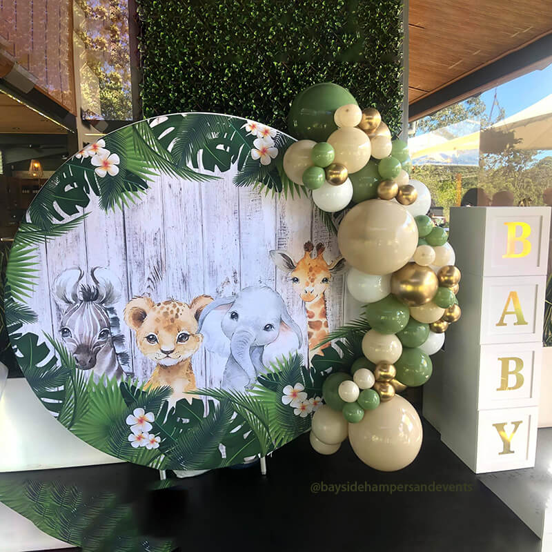 Safari Wild One Round Backdrop | Kids First Birthday Party Decoration - Designed, Printed and Shipped-ubackdrop