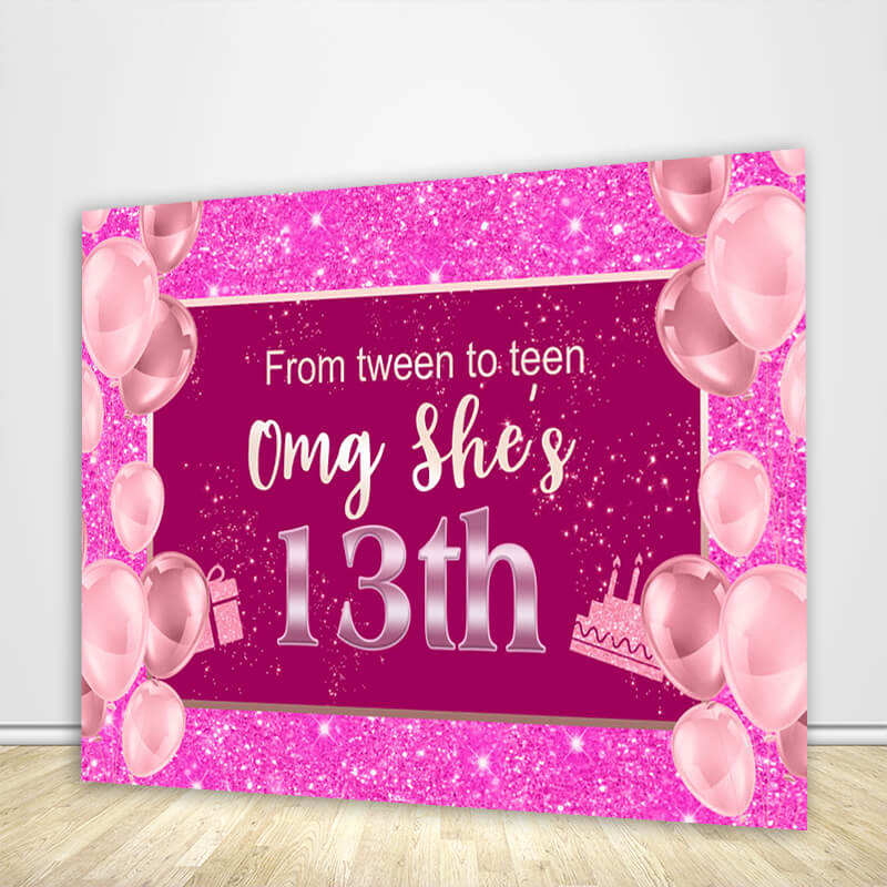 She's 13th Girl's Birthday Backdrop-ubackdrop