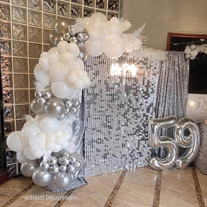 Silver Shimmer Wall Panels – Easy Setup Wedding/Event/Theme Party Decorations-ubackdrop
