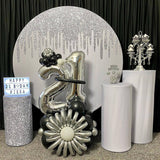 Silver White Pedestal Covers Plinth Cover Custom Printed Fabric Pedestal Cover