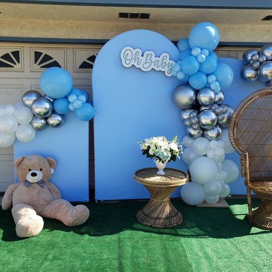 Sky Blue Theme Birthday Party Decoration Chiara Backdrop Arched Wall Covers ONLY-ubackdrop