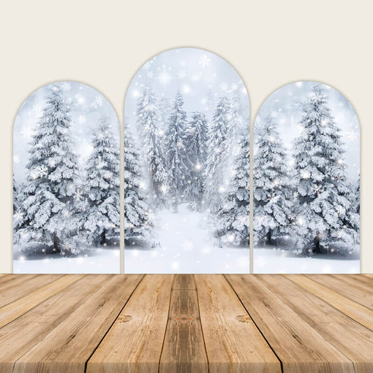 Snow Tree Trio Arch Wall Covers-ubackdrop