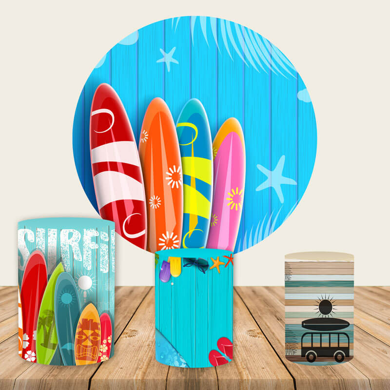 Surf's up Surfboard Round Backdrop Cover-ubackdrop