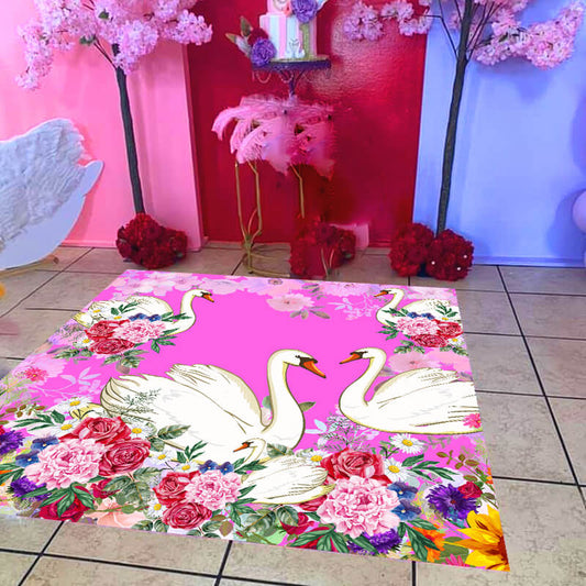 Personalized Swan Floor Decals-ubackdrop