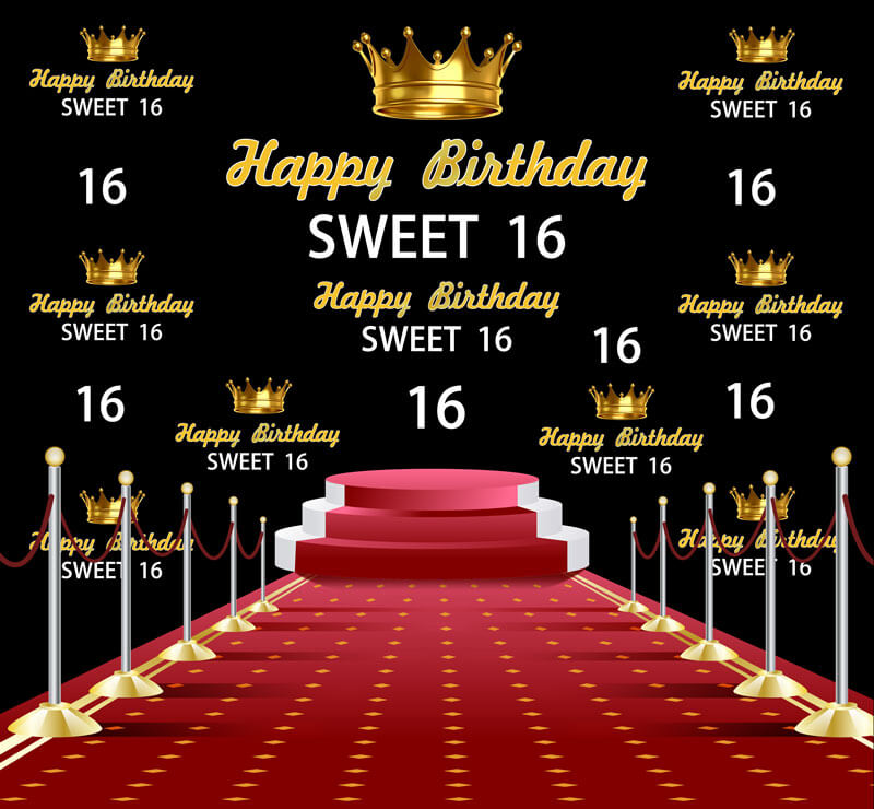 Sweet 16 Backdrop Ideas Sweet Sixteen Birthday Photo Backdrop Crown Red Carpet Backdrop-ubackdrop