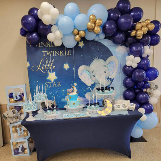 Twinkle Twinkle Little Star Elephant Baby Shower Backdrop-ubackdrop