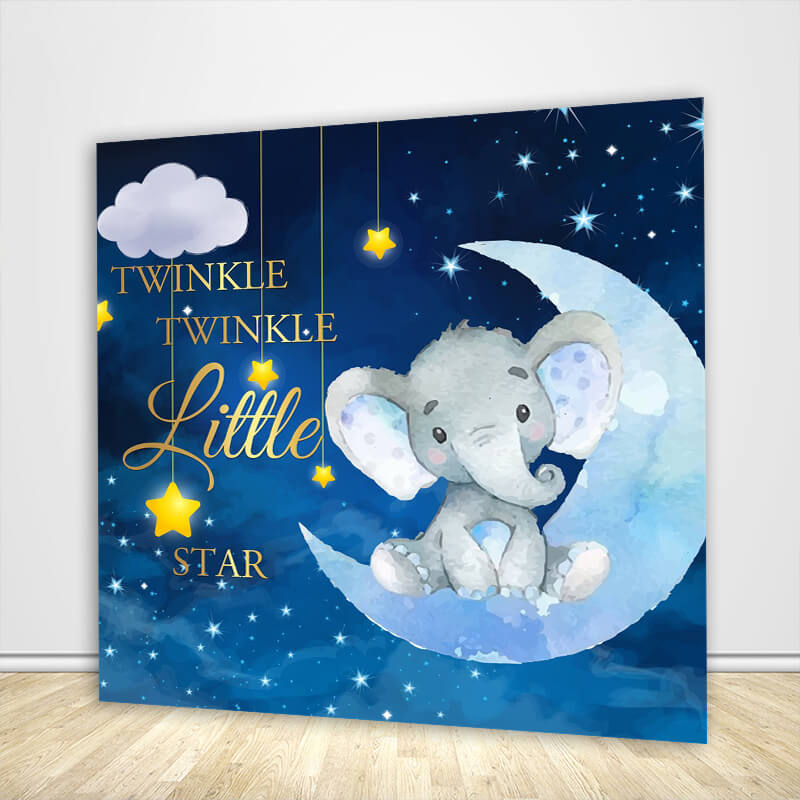 Twinkle Twinkle Little Star Elephant Baby Shower Backdrop-ubackdrop