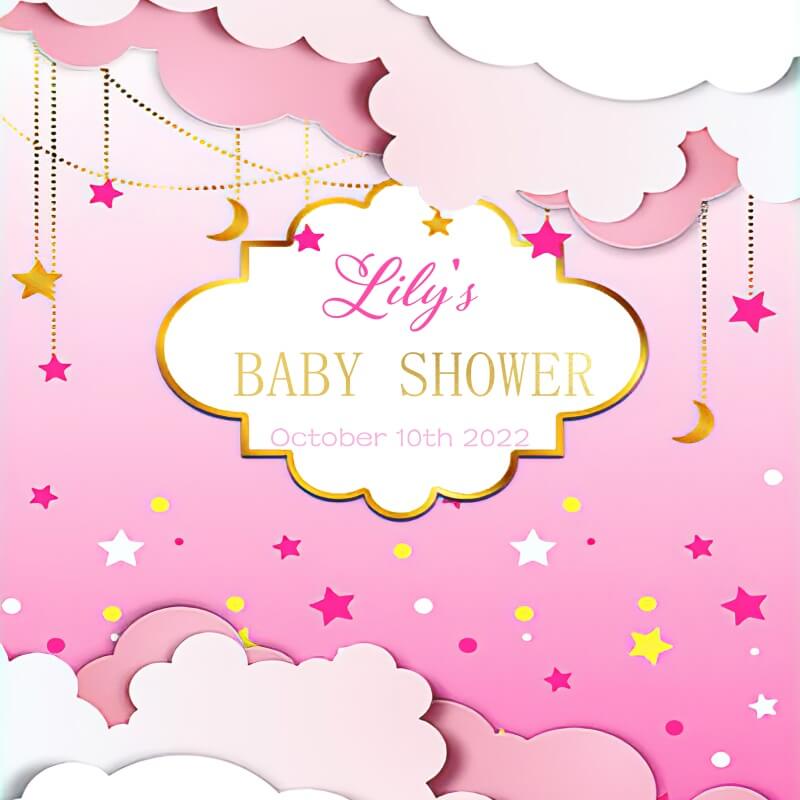 Twinkle Twinkle Little Star Girl Baby Shower Backdrop-ubackdrop