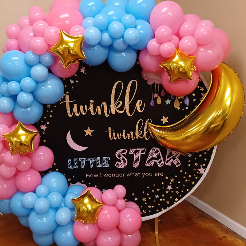 Twinkle Twinkle Little Star Round Backdrop | Birthday Party Decoration - Designed, Printed and Shipped-ubackdrop