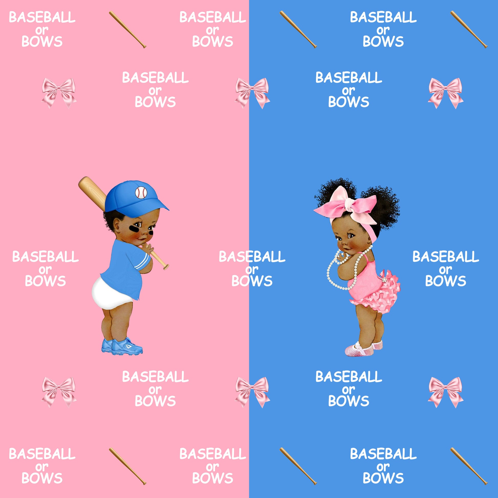 Baseball or Bows Gender Reveal Backdrop-ubackdrop