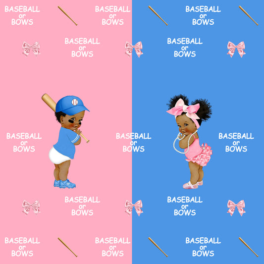 Baseball or Bows Gender Reveal Backdrop | Gender Reveal Backdrop | Sports Theme Backdrop-ubackdrop