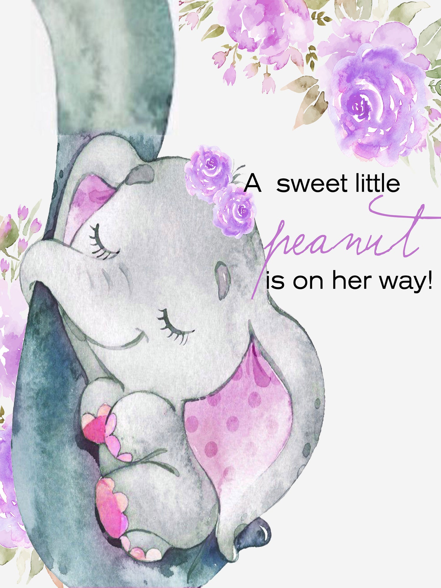 Elephant with Purple Flower for Baby Shower-ubackdrop