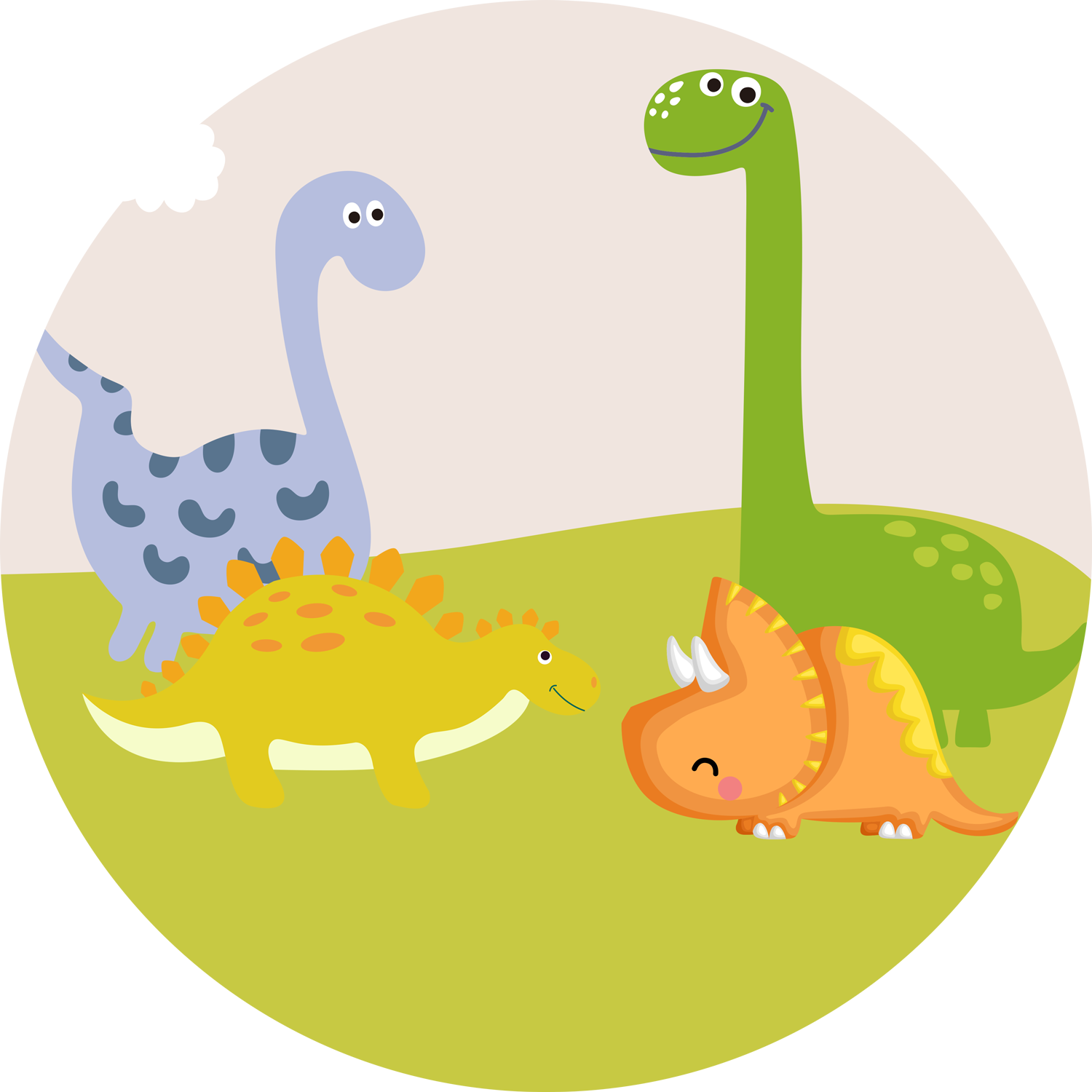 Cartoon Dinosaur Round Backdrop Birthday Party Decorations-ubackdrop