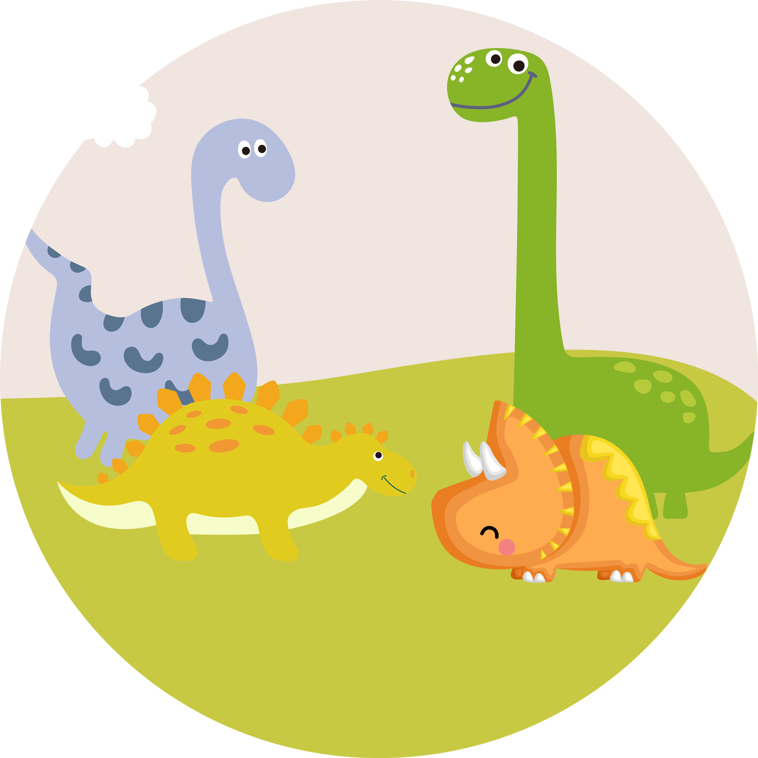 Cartoon Dinosaur Custom Round Backdrop Baby Shower Birthday Party Decorations-ubackdrop