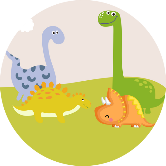 Cartoon Dinosaur Custom Round Backdrop Baby Shower Birthday Party Decorations-ubackdrop