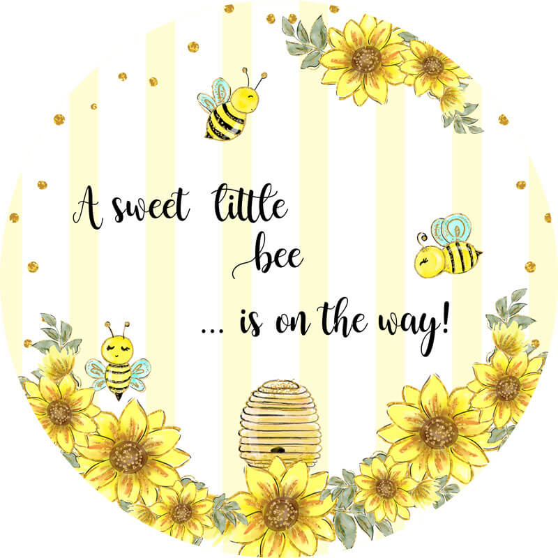 Bumble BEE Round Backdrop | Baby Shower Party Decoration Backdrop - Designed, Printed and Shipped-ubackdrop