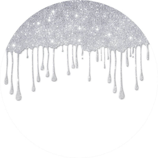 Silver White Round Backdrop | Birthday Party Decoration - Designed, Printed and Shipped-ubackdrop