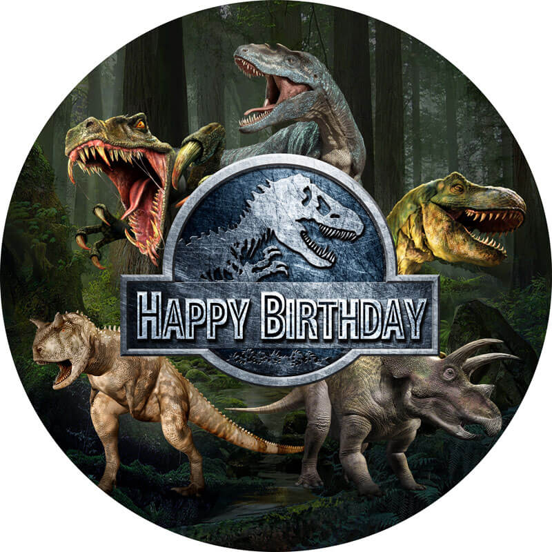 Dinosaurs Round Backdrop | Dinosaurs Birthday Party Decoration - Designed, Printed and Shipped-ubackdrop