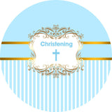 Baptism Round Backdrop | Baby Boy Christening Party Decoration - Designed, Printed and Shipped