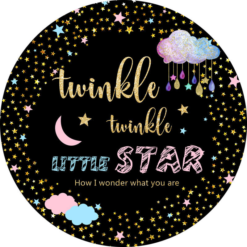 Twinkle Twinkle Little Star Round Backdrop | Birthday Party Decoration - Designed, Printed and Shipped-ubackdrop