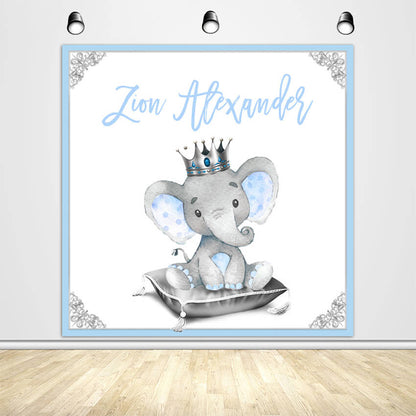 Boy Elephant Baby Shower Backdrop - Designed, Printed & Shipped-ubackdrop