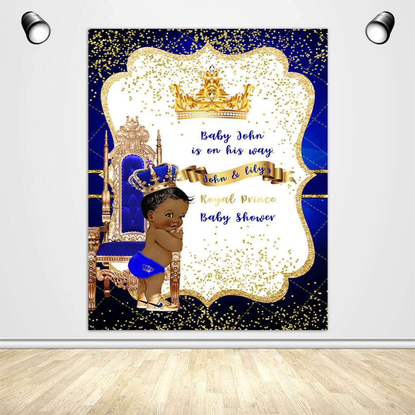 Royal Prince Baby Shower Backdrop - Designed, Printed & Shipped-ubackdrop